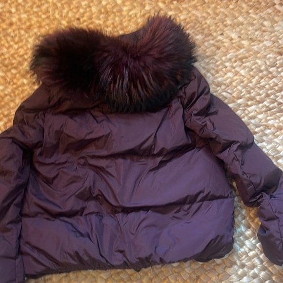 Moncler like new worn once burgundy asiatic raccoon fur collar jacket size 1 - Picture 15 of 16
